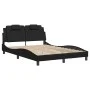 Bed frame with LED lights black synthetic leather 120x200 cm by , Beds and slatted bases - Ref: Foro24-3214008, Price: 197,59...