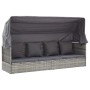 Tumbona cama jardín con techo ratán sintético gris de vidaXL, Camas para exteriores - Ref: Foro24-46158, Precio: 511,82 €, De...