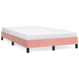 Pink velvet bed frame 120x190 cm by , Beds and slatted bases - Ref: Foro24-379507, Price: 104,17 €, Discount: %