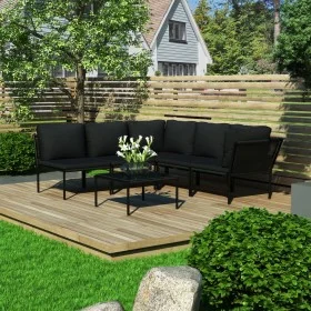 6-piece garden furniture set with black PVC cushions by vidaXL, Garden sets - Ref: Foro24-48591, Price: 404,90 €, Discount: %