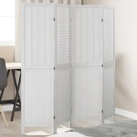 White Paulownia solid wood 4-panel dividing screen by , Room dividers - Ref: Foro24-358721, Price: 105,57 €, Discount: %