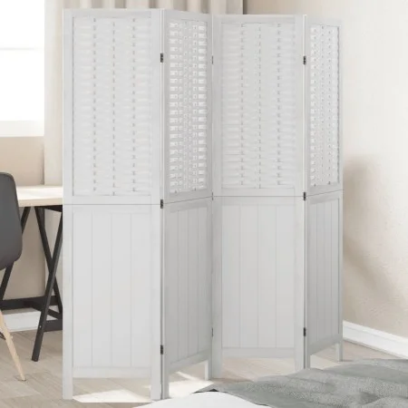 White Paulownia solid wood 4-panel dividing screen by , Room dividers - Ref: Foro24-358721, Price: 107,57 €, Discount: %