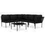 Juego de muebles de jardín 6 piezas con cojines PVC negro de vidaXL, Conjuntos de jardín - Ref: Foro24-48591, Precio: 404,89 ...