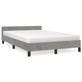 Bed frame with light gray velvet headboard 120x190 cm by , Beds and slatted bases - Ref: Foro24-379547, Price: 122,88 €, Disc...