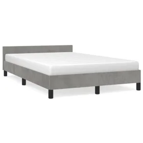 Bed frame with light gray velvet headboard 120x190 cm by , Beds and slatted bases - Ref: Foro24-379547, Price: 120,84 €, Disc...