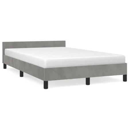 Bettgestell mit hellgrauem Samtkopfteil 120x190 cm von , Betten und Lattenroste - Ref: Foro24-379547, Preis: 120,84 €, Rabatt: %