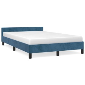 Estructura cama con cabecero terciopelo azul oscuro 120x190 cm