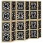 Trennwand 6 Paneele aus massivem Paulownia-Holz braun schwarz von , Raumteiler - Ref: Foro24-358810, Preis: 164,96 €, Rabatt: %