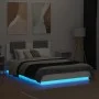Bed frame with headboard and white LED lights 120x190 cm by , Beds and slatted bases - Ref: Foro24-3210052, Price: 223,61 €, ...