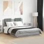 Bed frame with headboard LED lights Sonoma gray 135x190 cm by , Beds and slatted bases - Ref: Foro24-3210050, Price: 188,02 €...