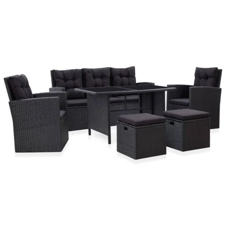 6-teiliges Gartenmöbel-Set und Kissen Kunstrattan schwarz von vidaXL, Gartensets - Ref: Foro24-46094, Preis: 793,99 €, Rabatt: %