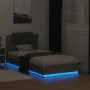 Bed frame headboard LED lights Sonoma gray 75x190 cm by , Beds and slatted bases - Ref: Foro24-3210071, Price: 159,42 €, Disc...