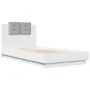 White engineered wood bed frame with headboard 75x190 cm by , Beds and slatted bases - Ref: Foro24-3209975, Price: 133,46 €, ...