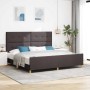Estructura de cama con cabecera Marrón oscuro 200 x 200 cm tela
