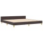 Estructura de cama con cabecera Marrón oscuro 200 x 200 cm tela