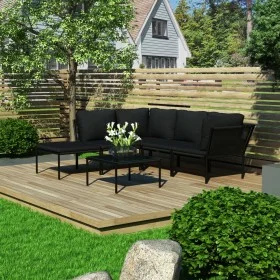 6-piece garden furniture set with black PVC cushions by vidaXL, Garden sets - Ref: Foro24-48589, Price: 443,78 €, Discount: %