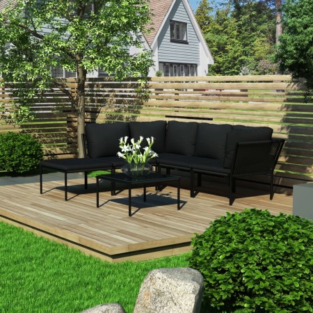 Gartenmöbel-Set mit Kissen 6-teilig schwarzes PVC von vidaXL, Gartensets - Ref: Foro24-48589, Preis: 459,62 €, Rabatt: %