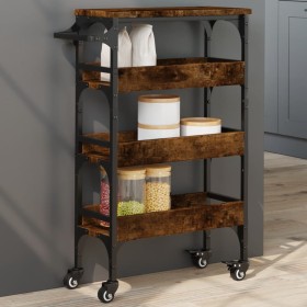 Smoked oak engineered wood kitchen cart 53x20x76 cm by , Kitchen and dining carts - Ref: Foro24-842353, Price: 55,97 €, Disco...