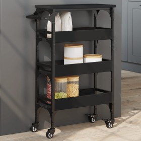 Black engineered wood kitchen cart 53x20x76 cm by , Kitchen and dining carts - Ref: Foro24-842351, Price: 63,66 €, Discount: %