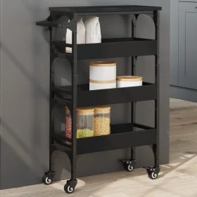 Carrito de cocina madera de ingeniería negro 53x20x76 cm de , Carros de cocina y comedor - Ref: Foro24-842351, Precio: 62,62 ...