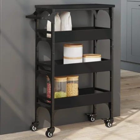 Carrito de cocina madera de ingeniería negro 53x20x76 cm de , Carros de cocina y comedor - Ref: Foro24-842351, Precio: 62,62 ...