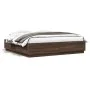 Bed frame with LED lights brown oak wood 200x200 cm by , Beds and slatted bases - Ref: Foro24-3209589, Price: 190,97 €, Disco...