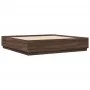 Bed frame with LED lights brown oak wood 200x200 cm by , Beds and slatted bases - Ref: Foro24-3209589, Price: 190,97 €, Disco...