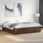 Bed frame with LED lights brown oak wood 200x200 cm by , Beds and slatted bases - Ref: Foro24-3209589, Price: 193,35 €, Disco...