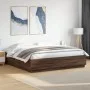 Bed frame with LED lights brown oak wood 200x200 cm by , Beds and slatted bases - Ref: Foro24-3209589, Price: 190,97 €, Disco...