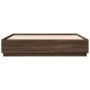 Bed frame with LED lights brown oak wood 200x200 cm by , Beds and slatted bases - Ref: Foro24-3209589, Price: 190,97 €, Disco...