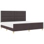 Estructura de cama con cabecera Marrón oscuro 200 x 200 cm tela