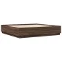 Bed frame with LED lights brown oak wood 200x200 cm by , Beds and slatted bases - Ref: Foro24-3209589, Price: 190,97 €, Disco...