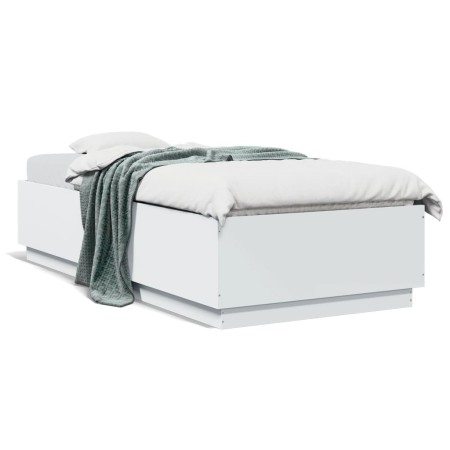 Weißer Bettrahmen aus Holzwerkstoff mit LED 100x200 cm von , Betten und Lattenroste - Ref: Foro24-3209625, Preis: 139,78 €, R...