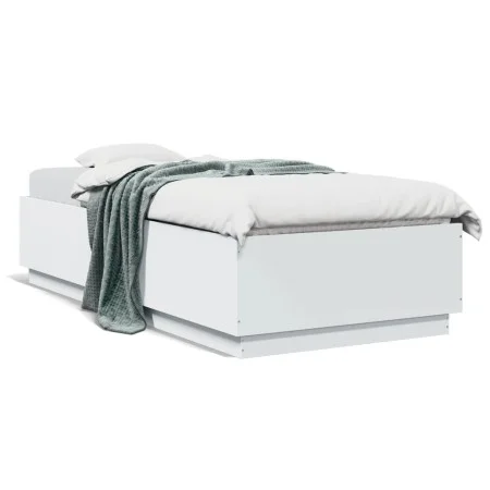 White engineered wood bed frame with LED 100x200 cm by , Beds and slatted bases - Ref: Foro24-3209625, Price: 138,09 €, Disco...