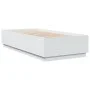 White engineered wood bed frame with LED 100x200 cm by , Beds and slatted bases - Ref: Foro24-3209625, Price: 138,09 €, Disco...
