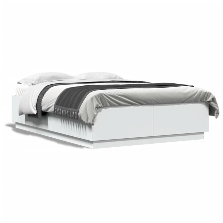 Weißer Bettrahmen aus Holzwerkstoff mit LED, 150 x 200 cm von , Betten und Lattenroste - Ref: Foro24-3209604, Preis: 178,91 €...