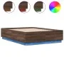 Bed frame with LED lights oak brown wood 120x190 cm by , Beds and slatted bases - Ref: Foro24-3209659, Price: 159,70 €, Disco...