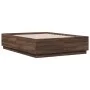 Bed frame with LED lights oak brown wood 120x190 cm by , Beds and slatted bases - Ref: Foro24-3209659, Price: 159,70 €, Disco...