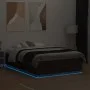 Bed frame with LED lights oak brown wood 120x190 cm by , Beds and slatted bases - Ref: Foro24-3209659, Price: 159,70 €, Disco...