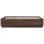 Bed frame with LED lights oak brown wood 120x190 cm by , Beds and slatted bases - Ref: Foro24-3209659, Price: 159,70 €, Disco...