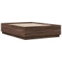 Bed frame with LED lights oak brown wood 120x190 cm by , Beds and slatted bases - Ref: Foro24-3209659, Price: 161,67 €, Disco...