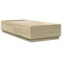 Sonoma oak wood bed frame with LED lights 100x200 cm by , Beds and slatted bases - Ref: Foro24-3209627, Price: 133,66 €, Disc...
