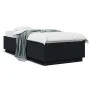 Bed frame with LED lights black engineered wood 90x200 cm by , Beds and slatted bases - Ref: Foro24-3209633, Price: 137,64 €,...