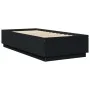 Bed frame with LED lights black engineered wood 90x200 cm by , Beds and slatted bases - Ref: Foro24-3209633, Price: 137,64 €,...