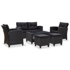 Set aus 6-teiligen Gartensofas und Kissen Kunstrattan schwarz von vidaXL, Outdoor-Sofas - Ref: Foro24-46151, Preis: 489,55 €,...