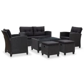 Set aus 6-teiligen Gartensofas und Kissen Kunstrattan schwarz von vidaXL, Outdoor-Sofas - Ref: Foro24-46151, Preis: 532,41 €,...