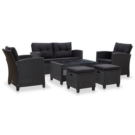6-piece garden sofa set with black synthetic rattan cushions by vidaXL, Outdoor sofas - Ref: Foro24-46151, Price: 489,55 €, D...