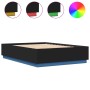 Bed frame with LED lights black engineered wood 140x200cm by , Beds and slatted bases - Ref: Foro24-3209612, Price: 184,23 €,...