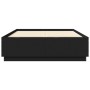 Bed frame with LED lights black engineered wood 140x200cm by , Beds and slatted bases - Ref: Foro24-3209612, Price: 184,23 €,...