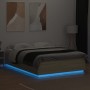 Bettgestell aus Sonoma-Eichenholz mit LED-Leuchten, 150 x 200 cm von , Betten und Lattenroste - Ref: Foro24-3209606, Preis: 1...